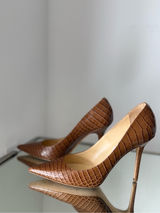 Jimmy Choo Shoes - Jimmy Choo Brown Love Crocodile Embossed Heeled Pumps $895 39